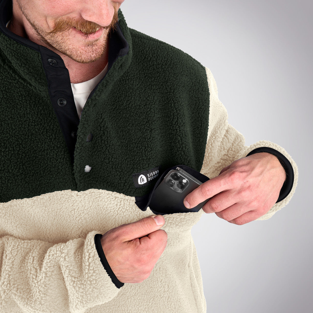Sierra Designs Hale Snap Pullover pile nero L caldo