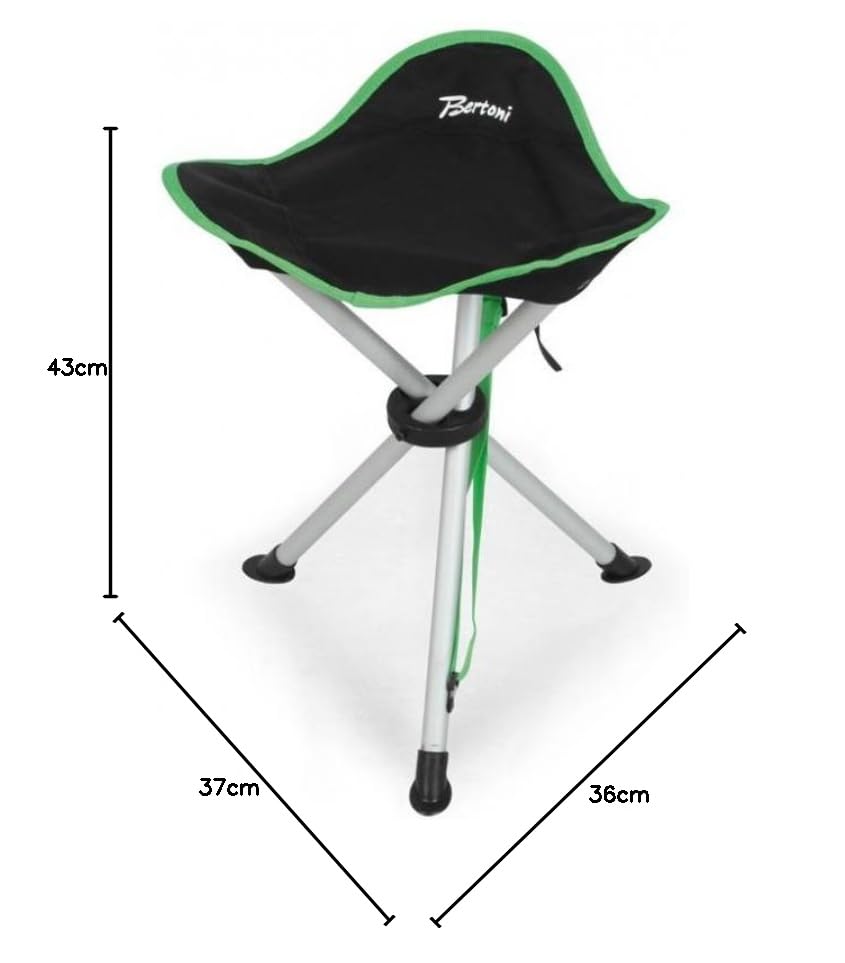 Bertoni Arredi Campeggio Tris Black Alu Sgabello Nero 43 cm