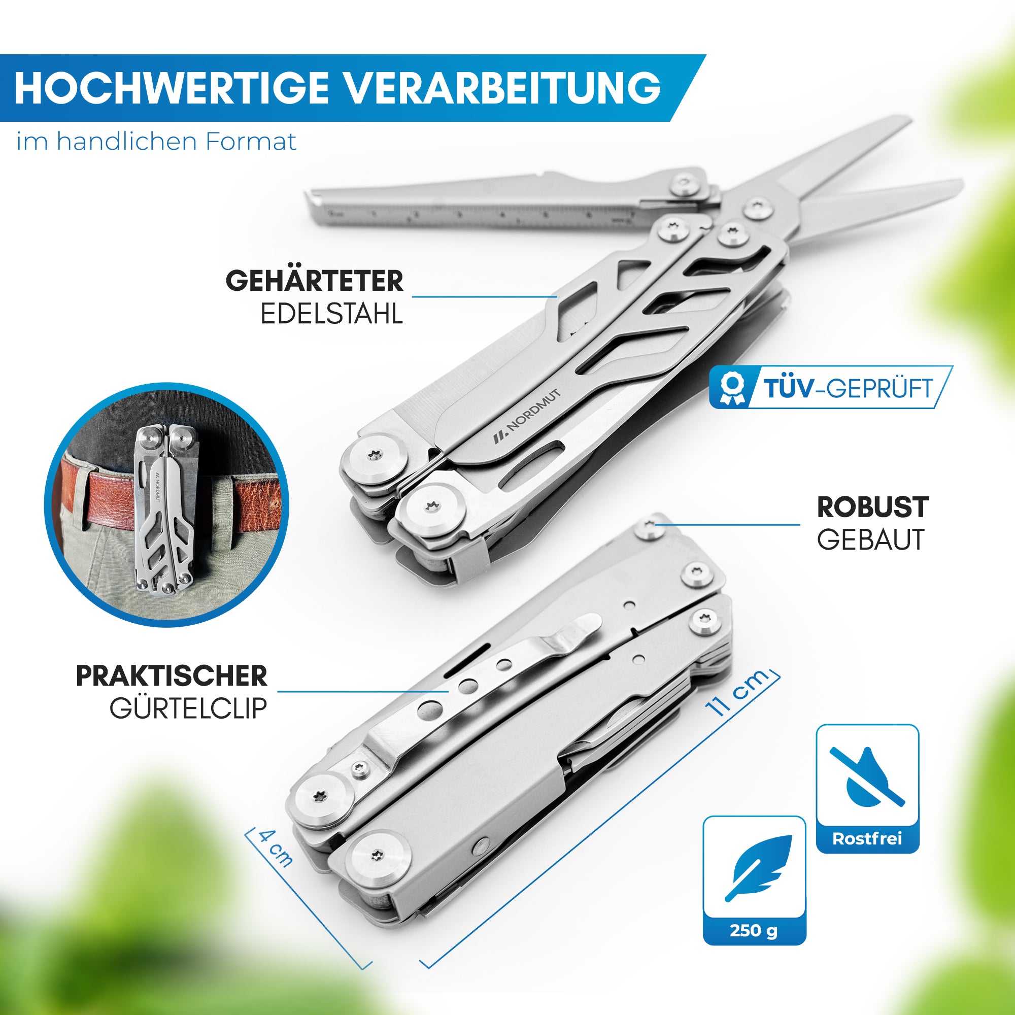 Nordmut Hallin Multitool Acciaio Campeggio Premium