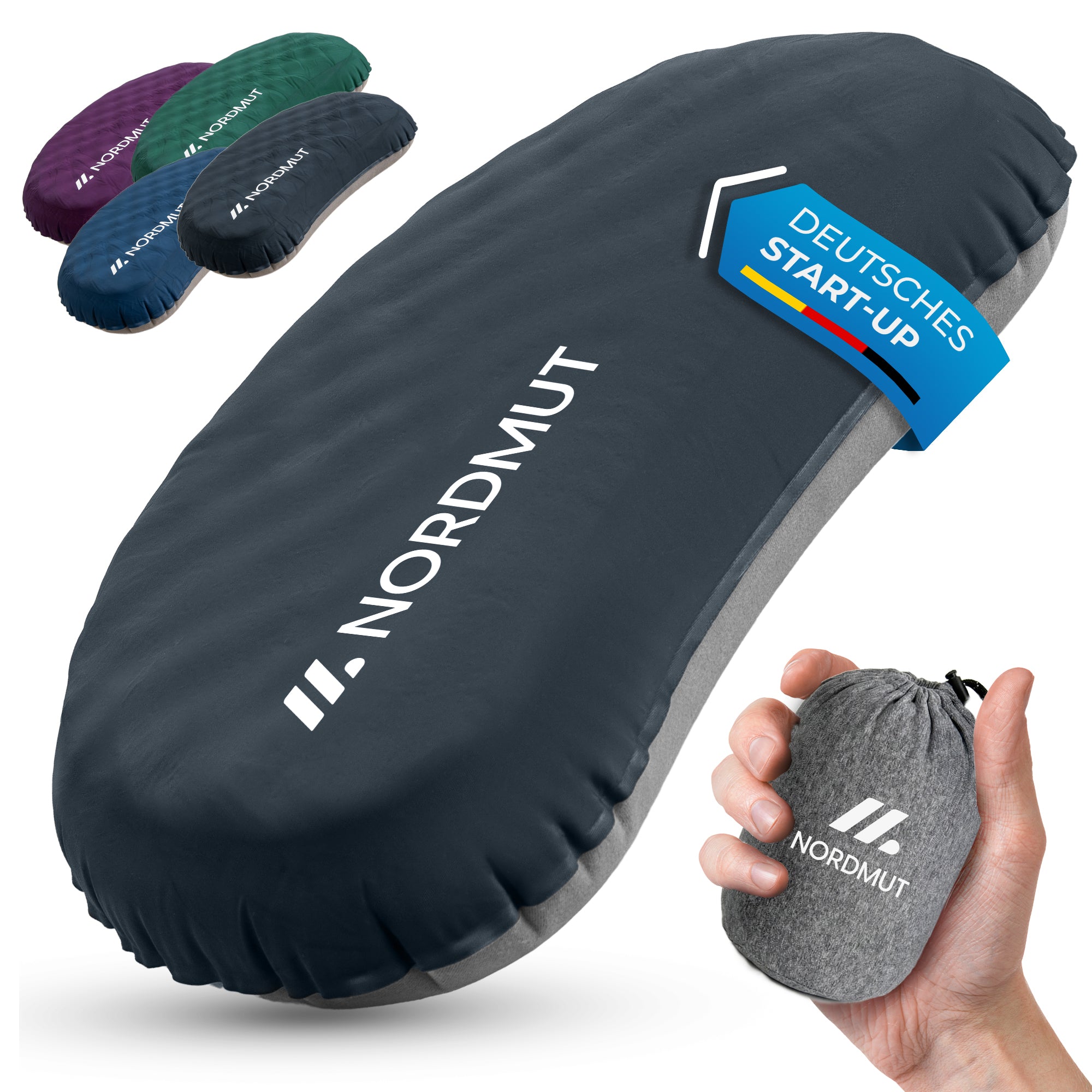 Nordmut Rago Cuscino Campeggio Nero Gonfiabile Leggero