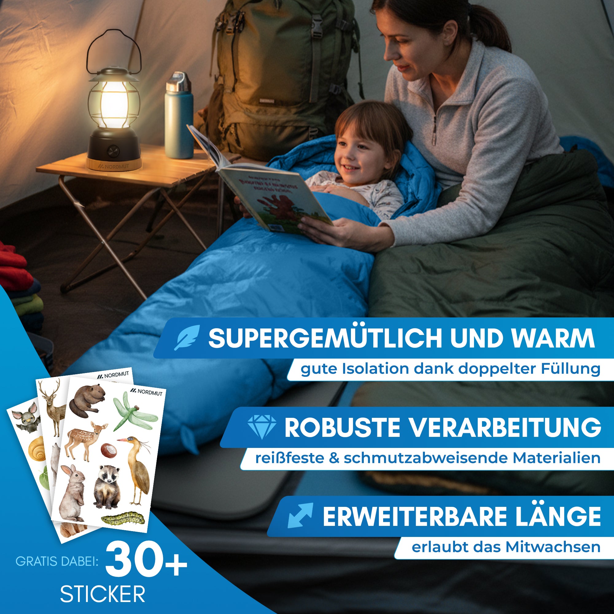 Nordmut Bukke Sacco a Pelo Bambino Blu campeggio tenda