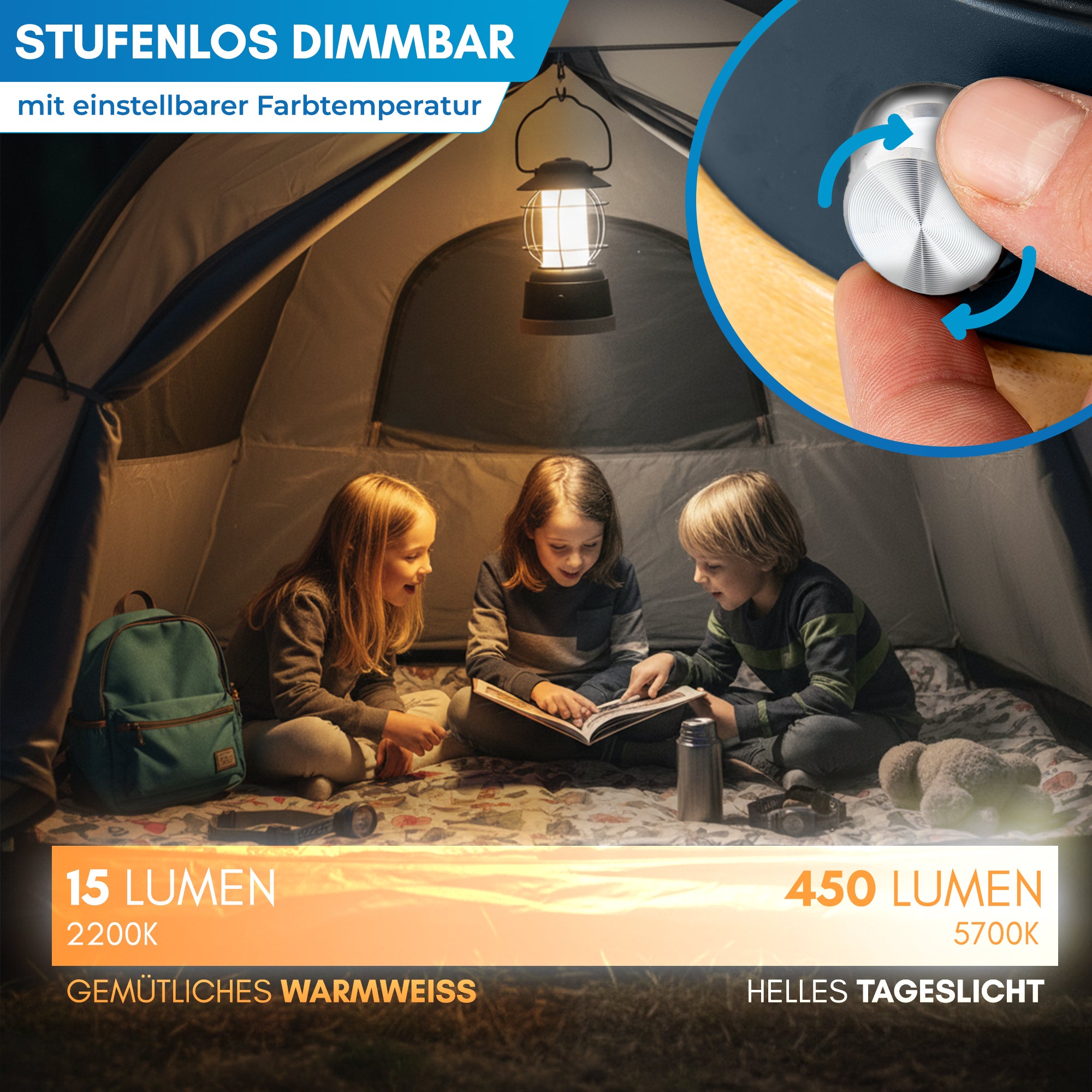 Nordmut Esja lampada campeggio nera led