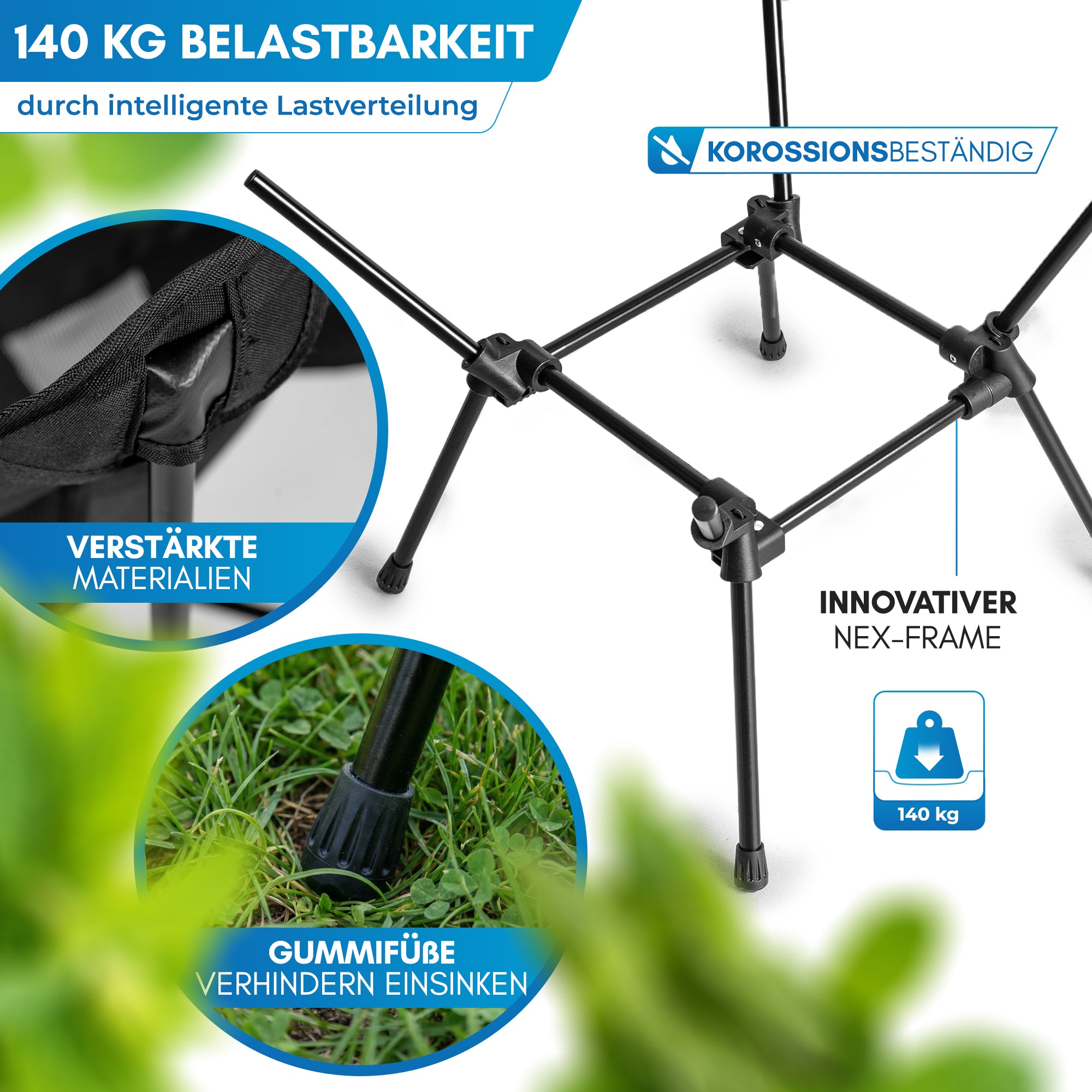 Nordmut Allakas sedia campeggio ultraleggera nero 1 pezzo