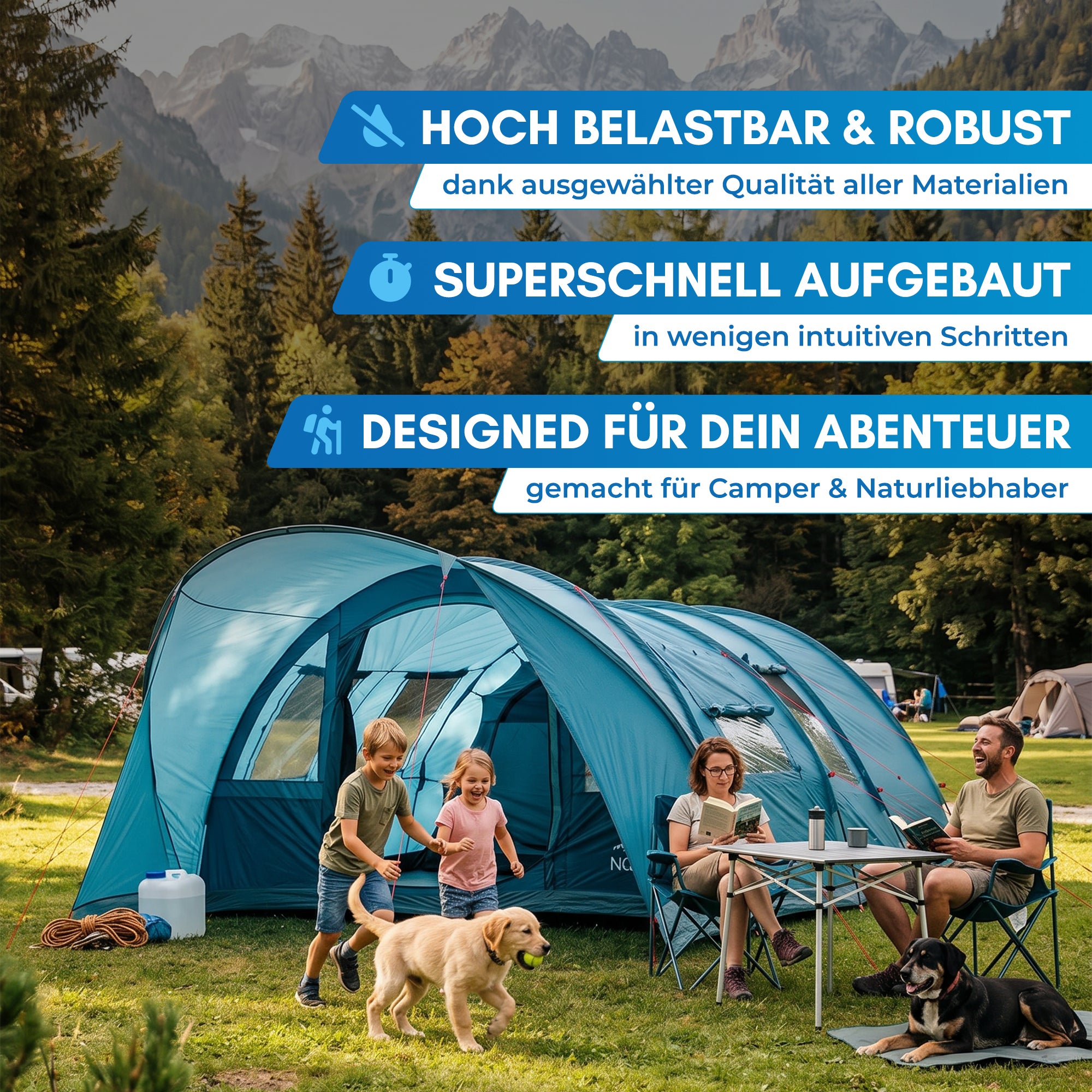 Nordmut Meekon tenda tunnel 6 persone blu