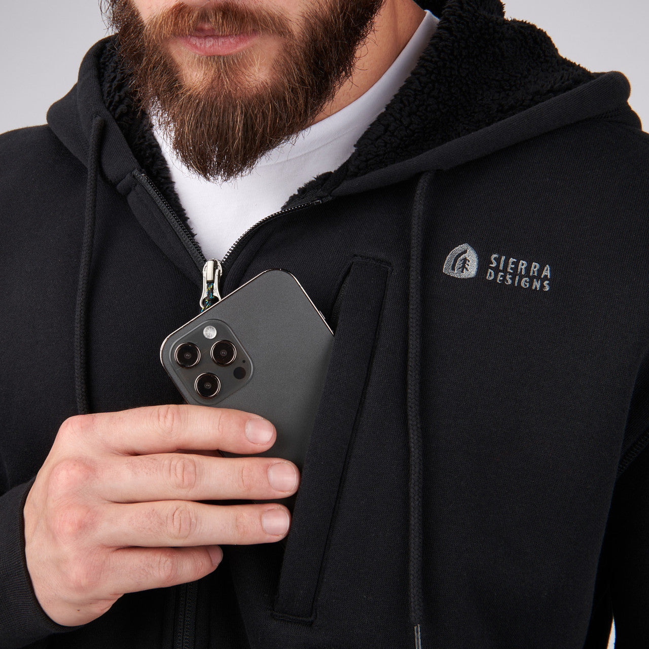 Sierra Designs Angora Hoodie felpa pile uomo Nero M