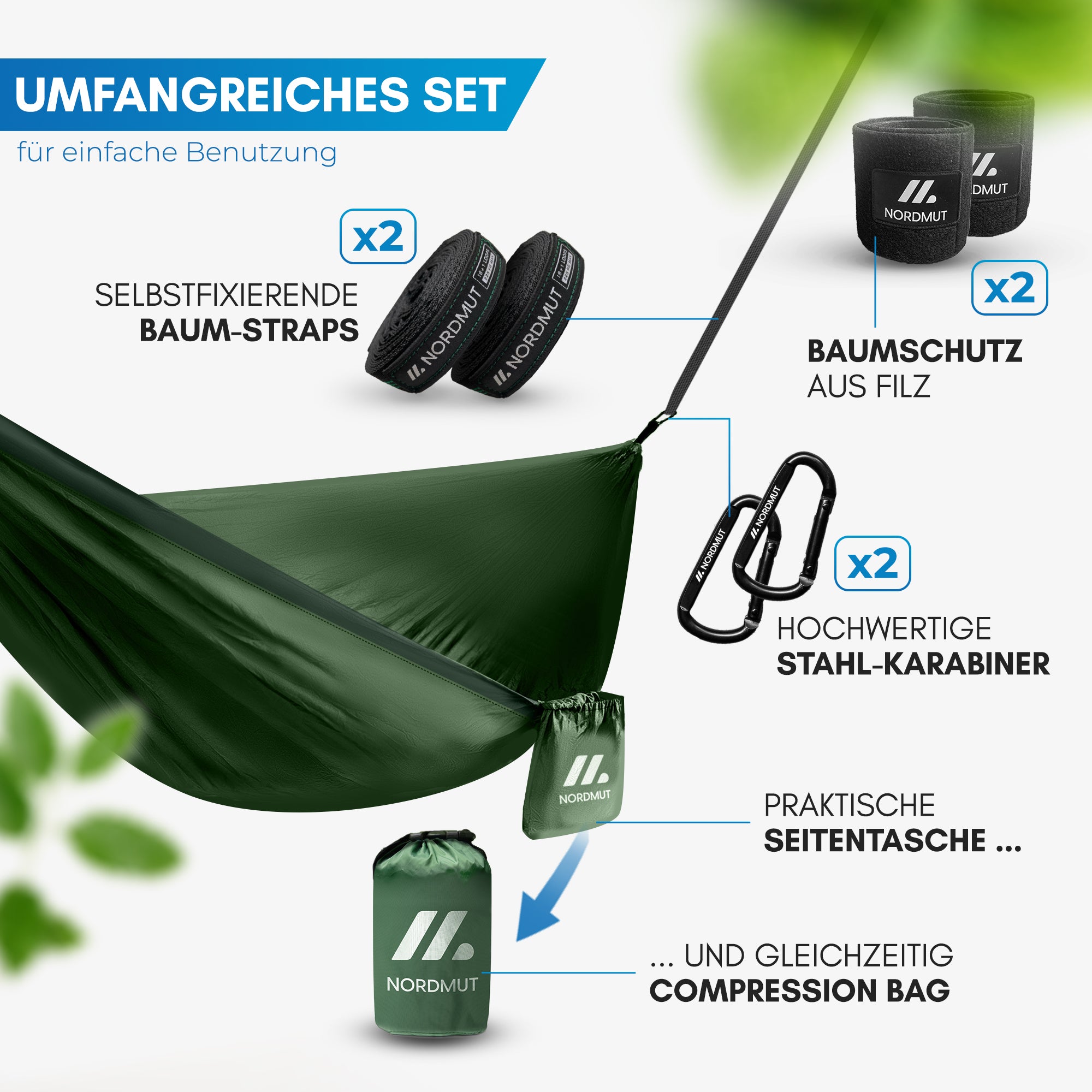 Nordmut Kalix amaca outdoor verde 1 persona