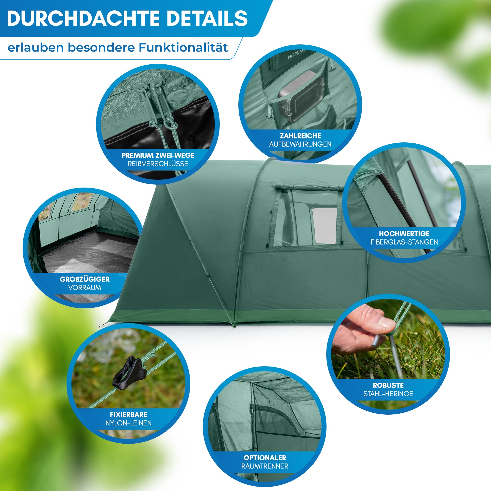 Nordmut Meekon tenda tunnel 6 persone blu