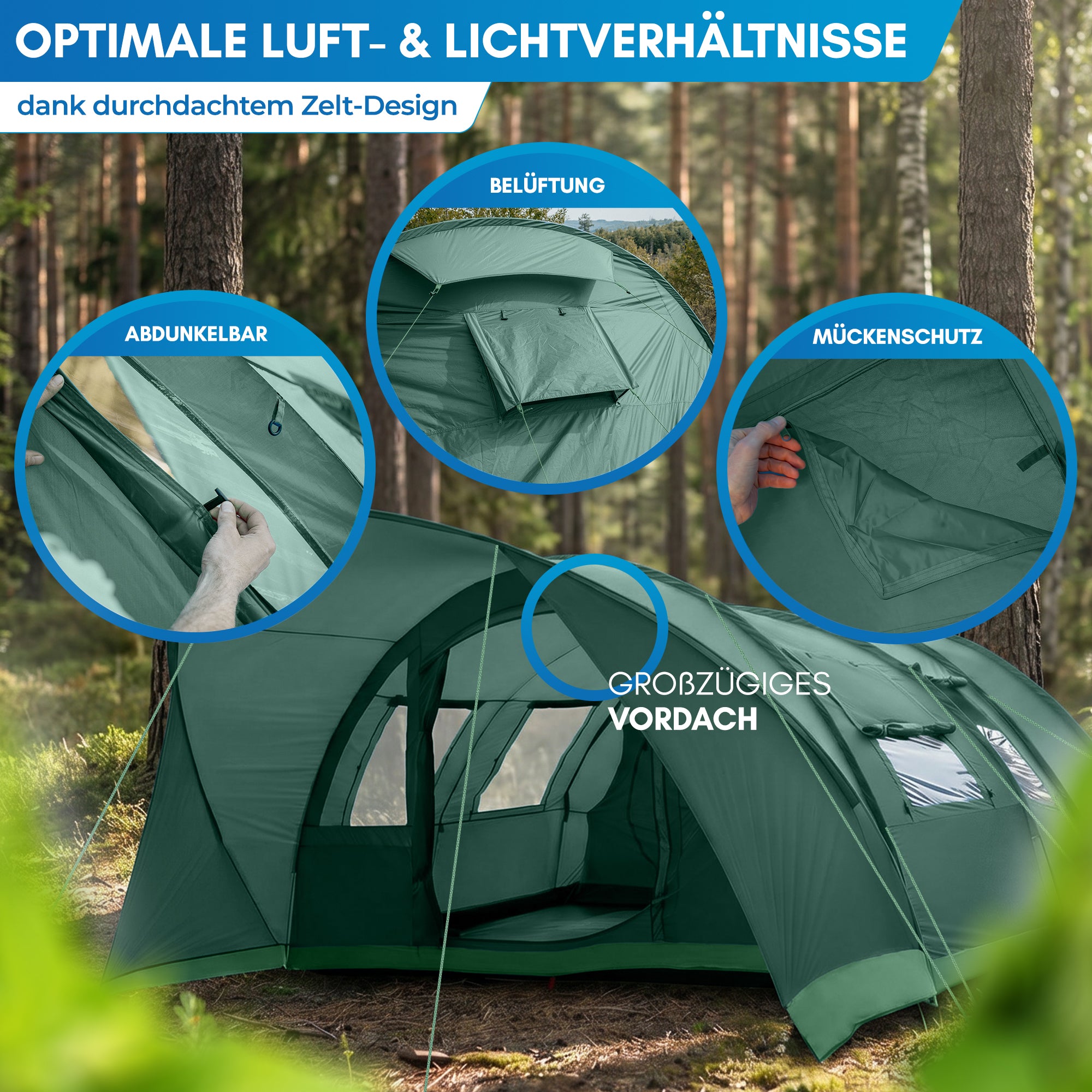 Nordmut Meekon tenda tunnel 6 persone blu