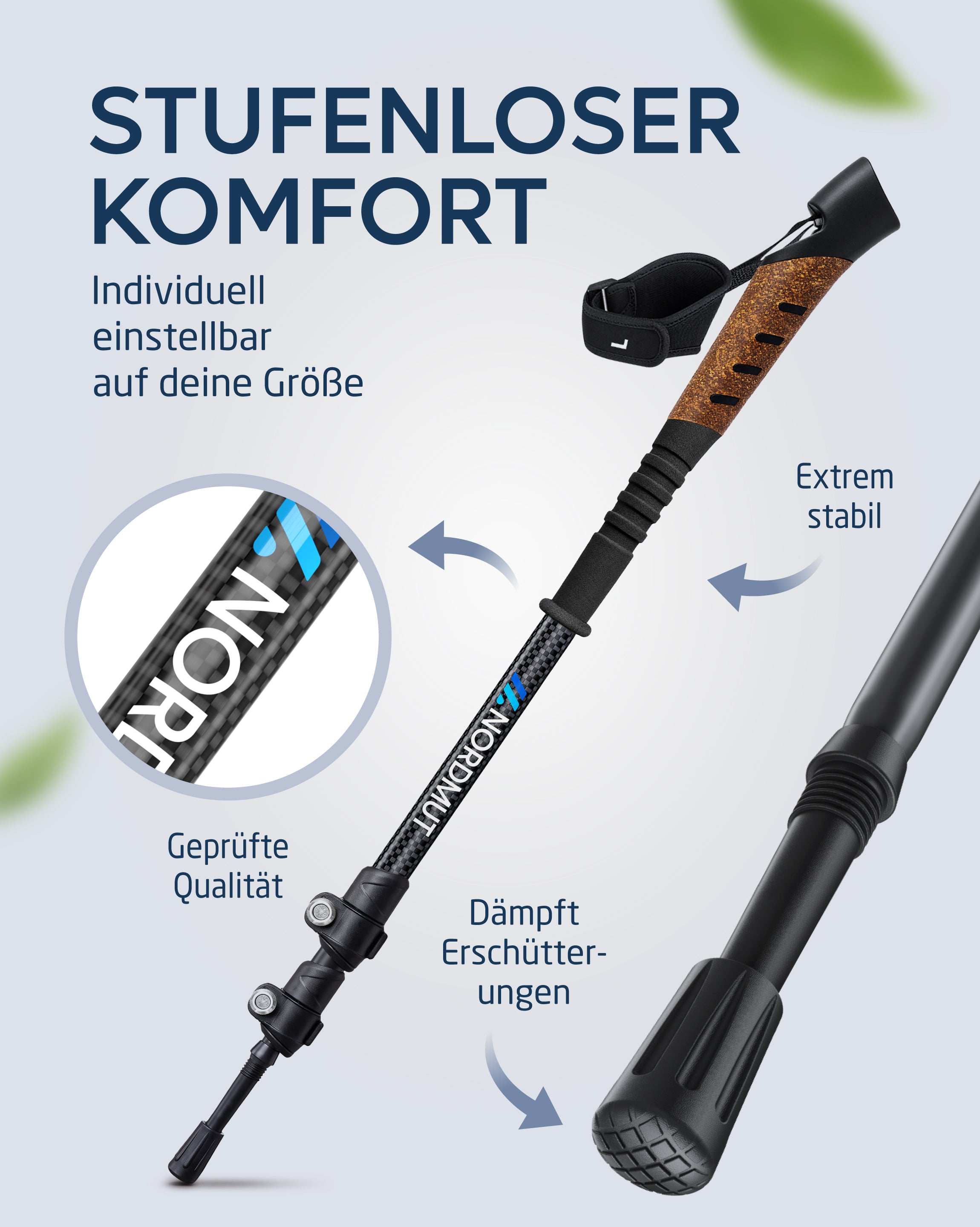 Nordmut Memu bastoncini trekking telescopici alluminio