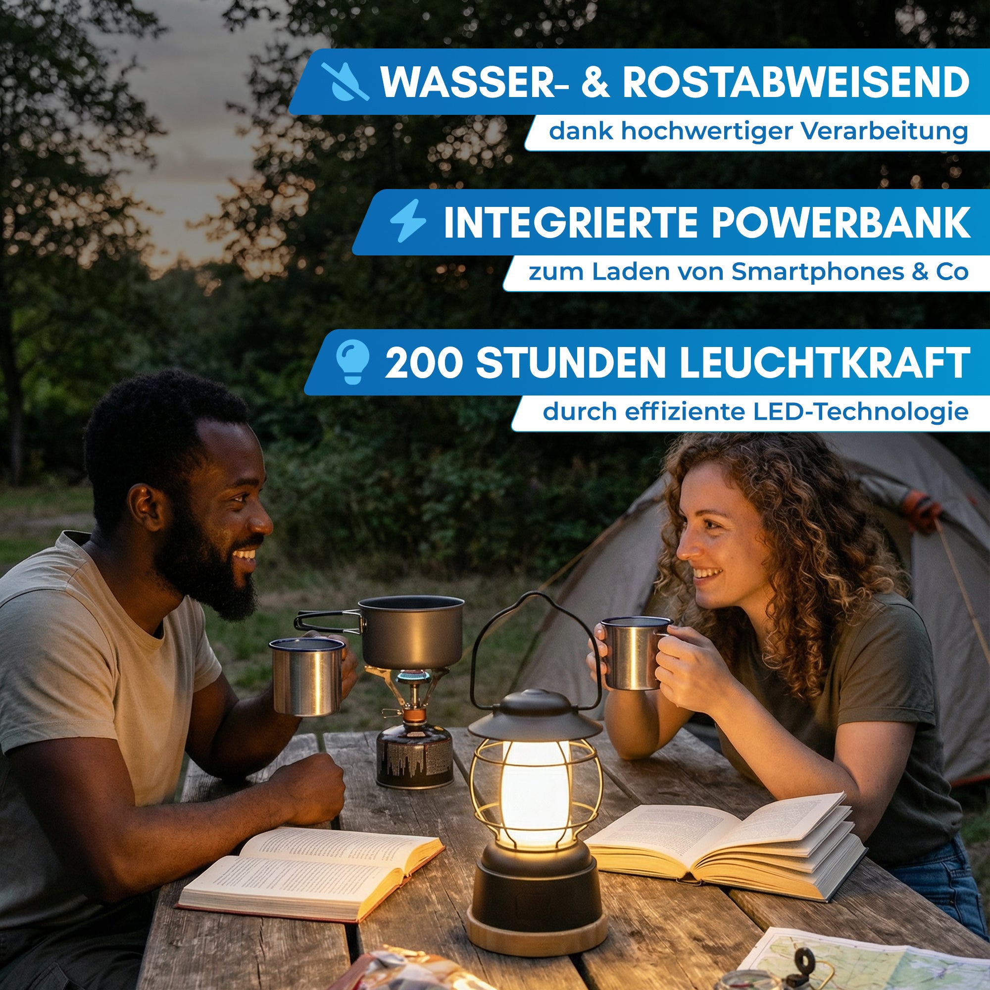 Nordmut Esja lampada campeggio nera led