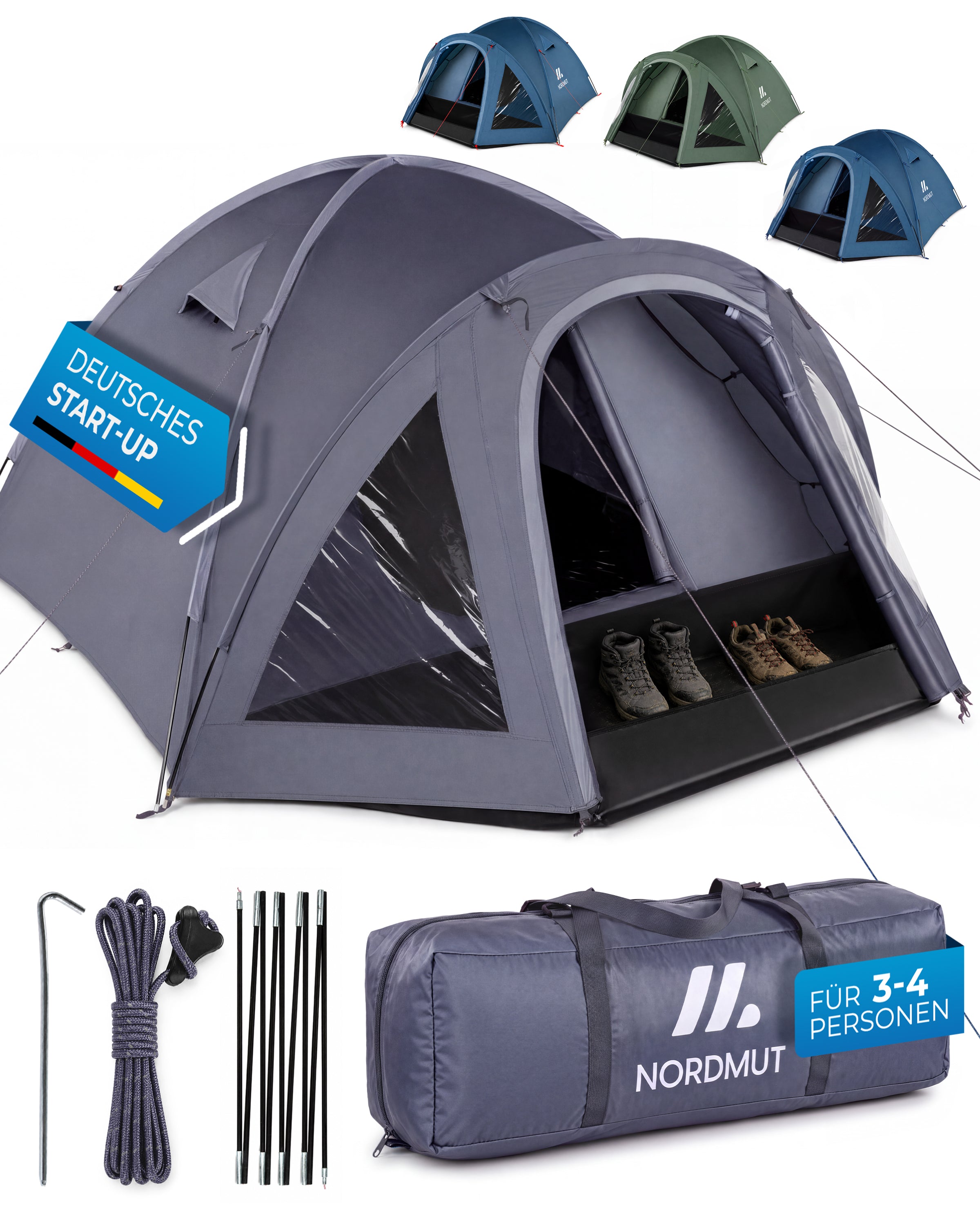 Nordmut Tverrå tenda cupola blu montaggio semplice