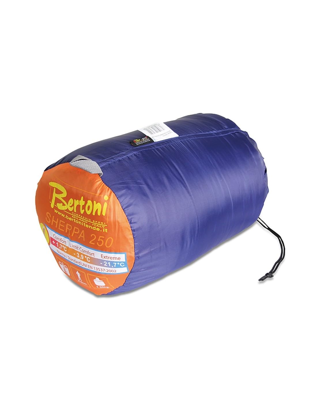 Bertoni Sherpa sacco a pelo microfibra 210+35x80x53 cm 1,2 kg