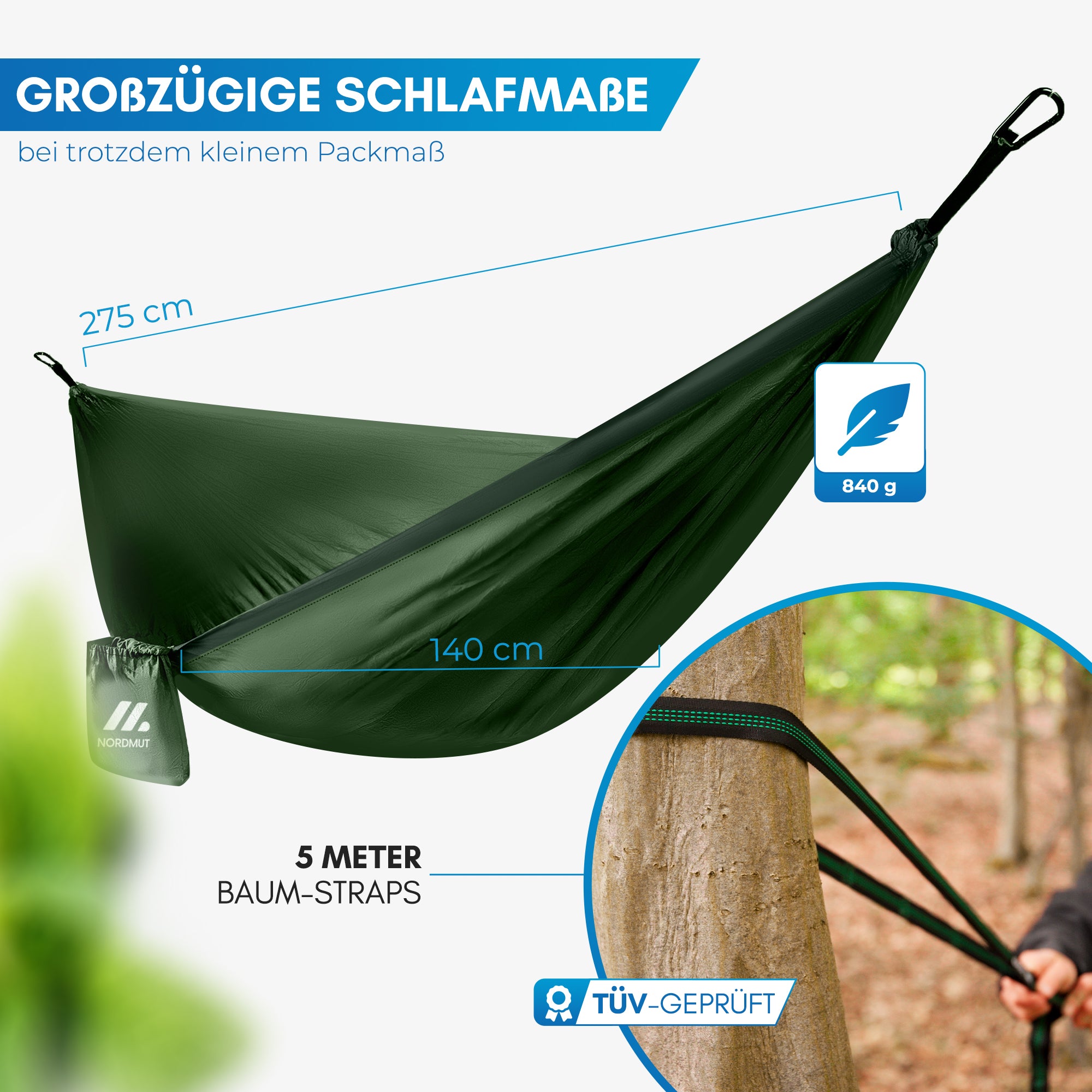 Nordmut Kalix amaca outdoor verde 1 persona