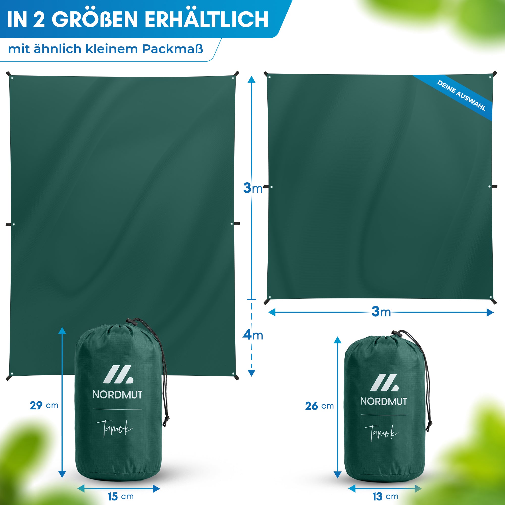 Nordmut Tamok Tarp Telo Verde 300x300 cm campeggio tenda