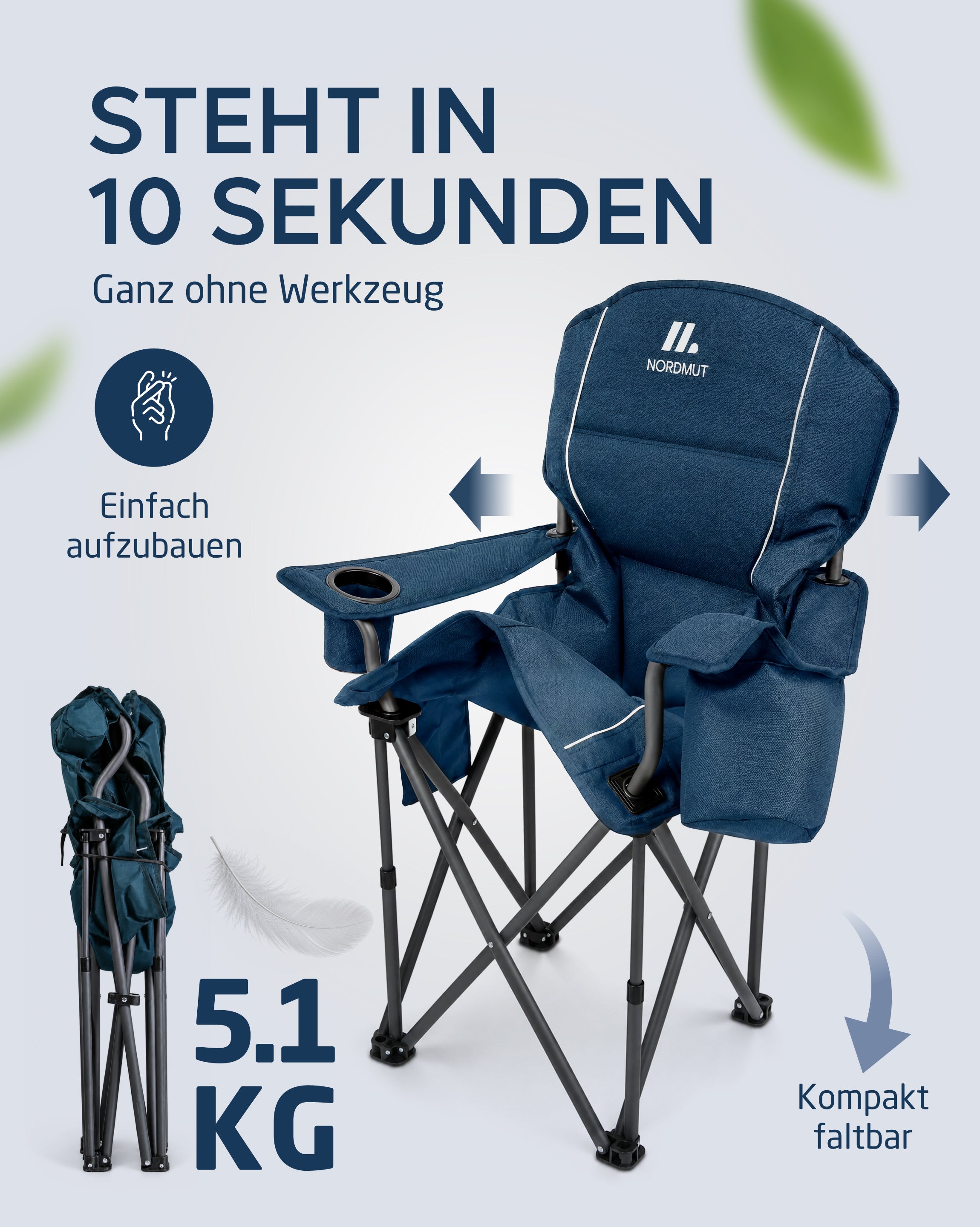 Nordmut Aavas Sedia da Campeggio XXL Nero 1 Pezzo
