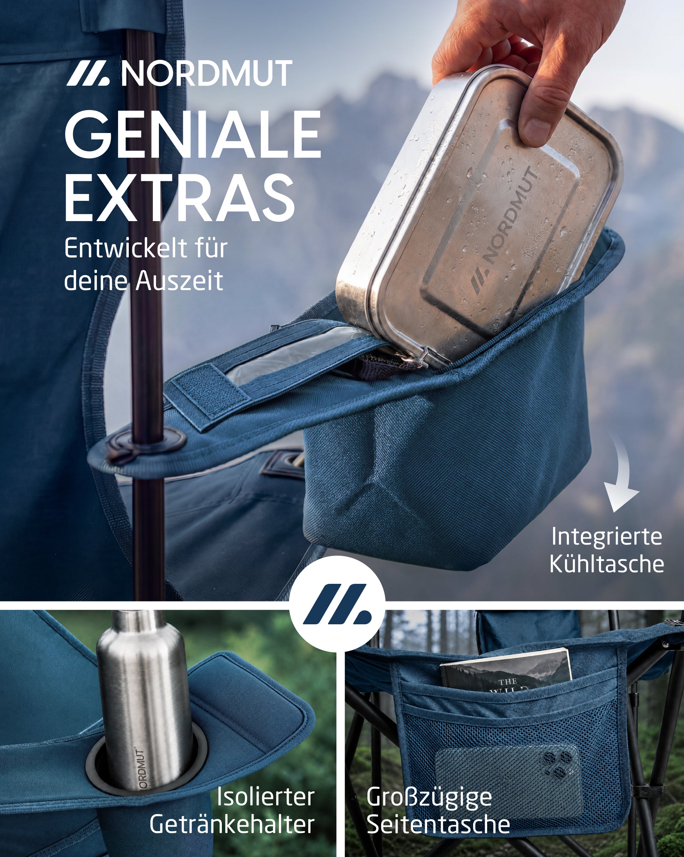 Nordmut Aavas Sedia da Campeggio XXL Nero 1 Pezzo