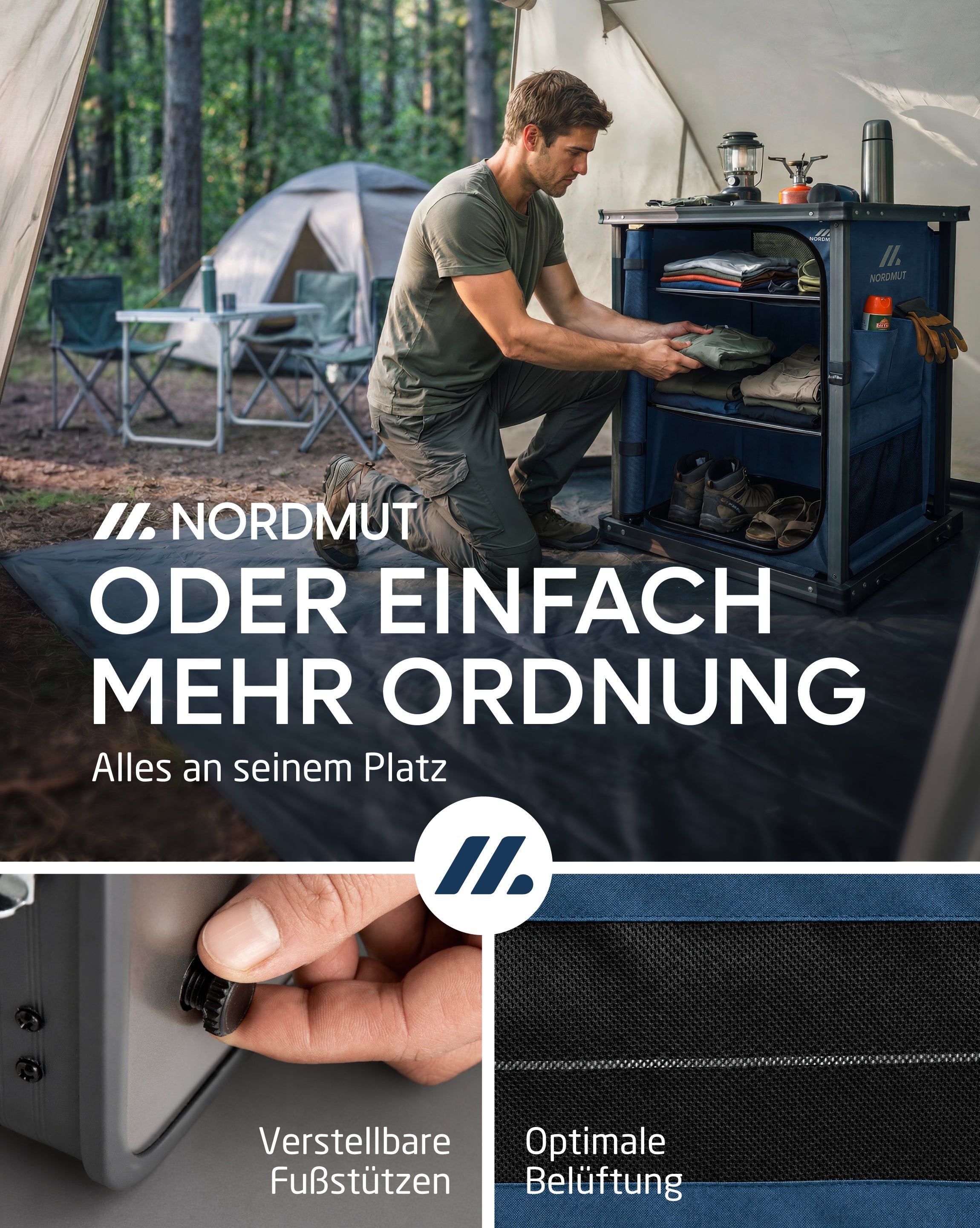 Nordmut Halti Armadio da Campeggio Nero Pieghevole
