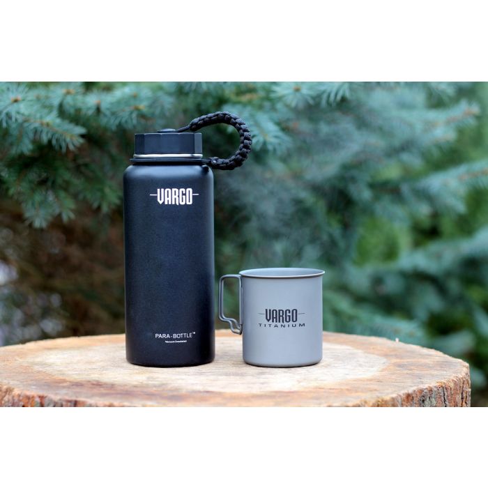 Vargo Para-Bottle Borraccia Termica Acciaio Nero Paracord