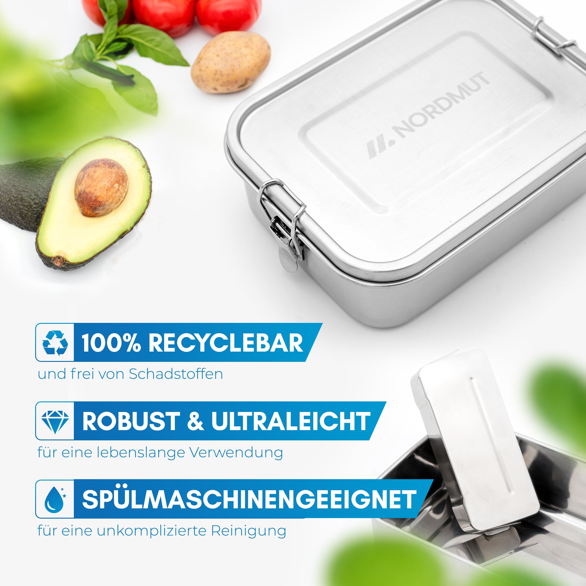 Nordmut Flekke Portapranzo Acciaio 800 ml Inox