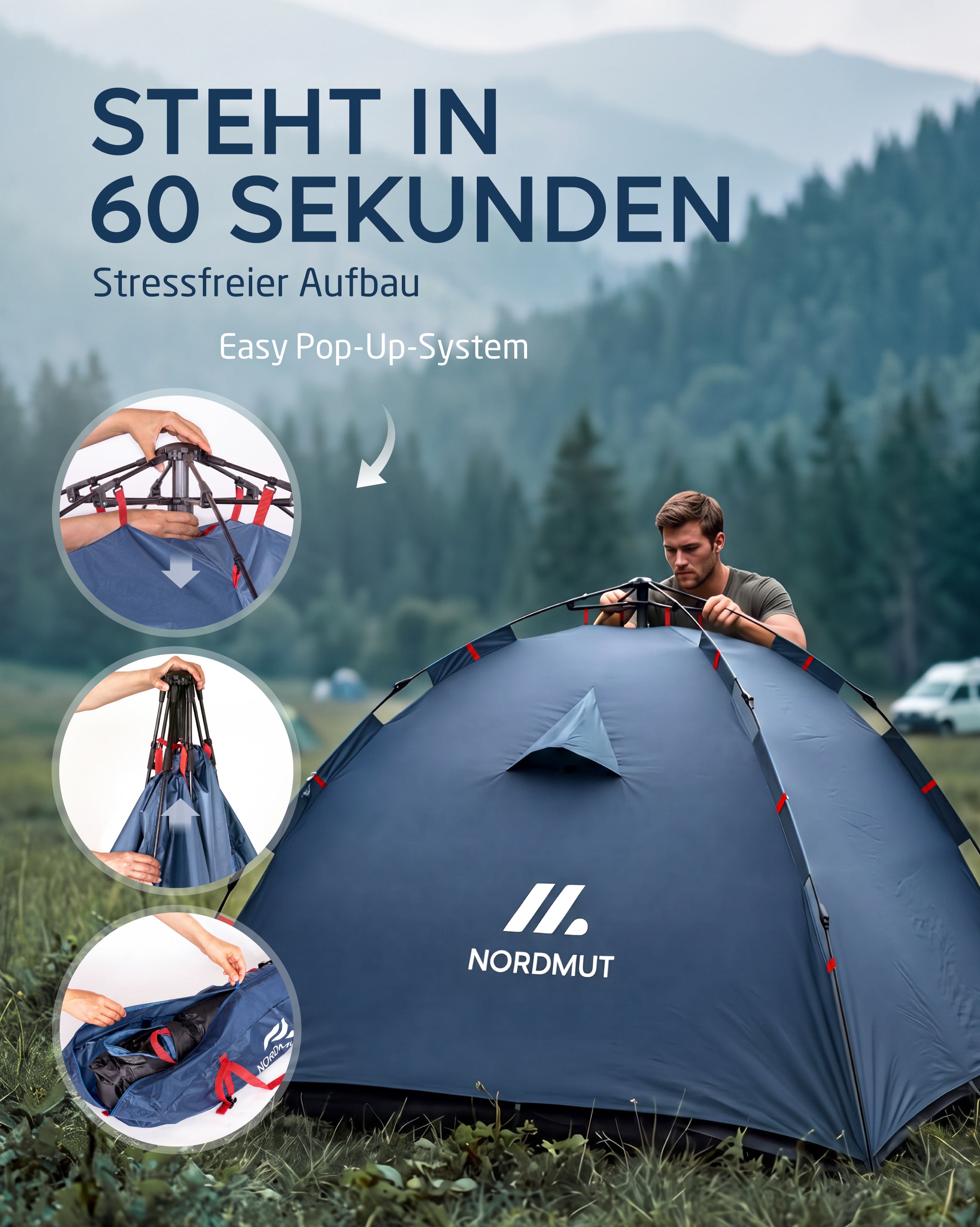 Nordmut Tikaa Wurfzelt tenda pop-up blu