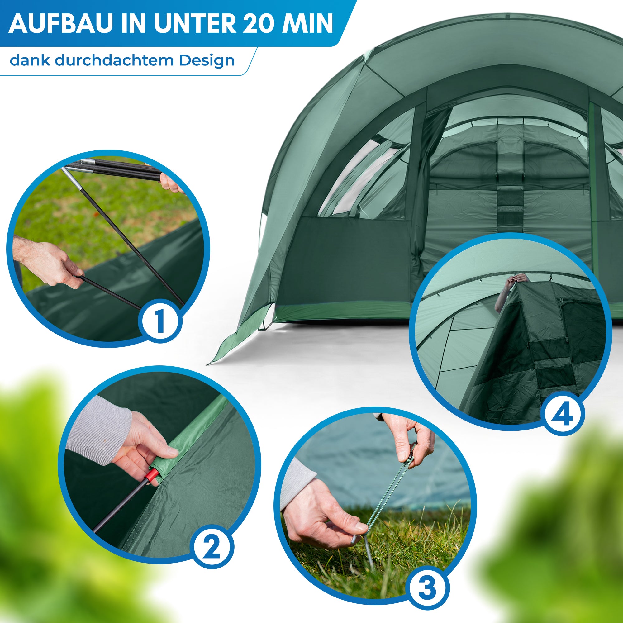 Nordmut Meekon tenda tunnel 6 persone blu