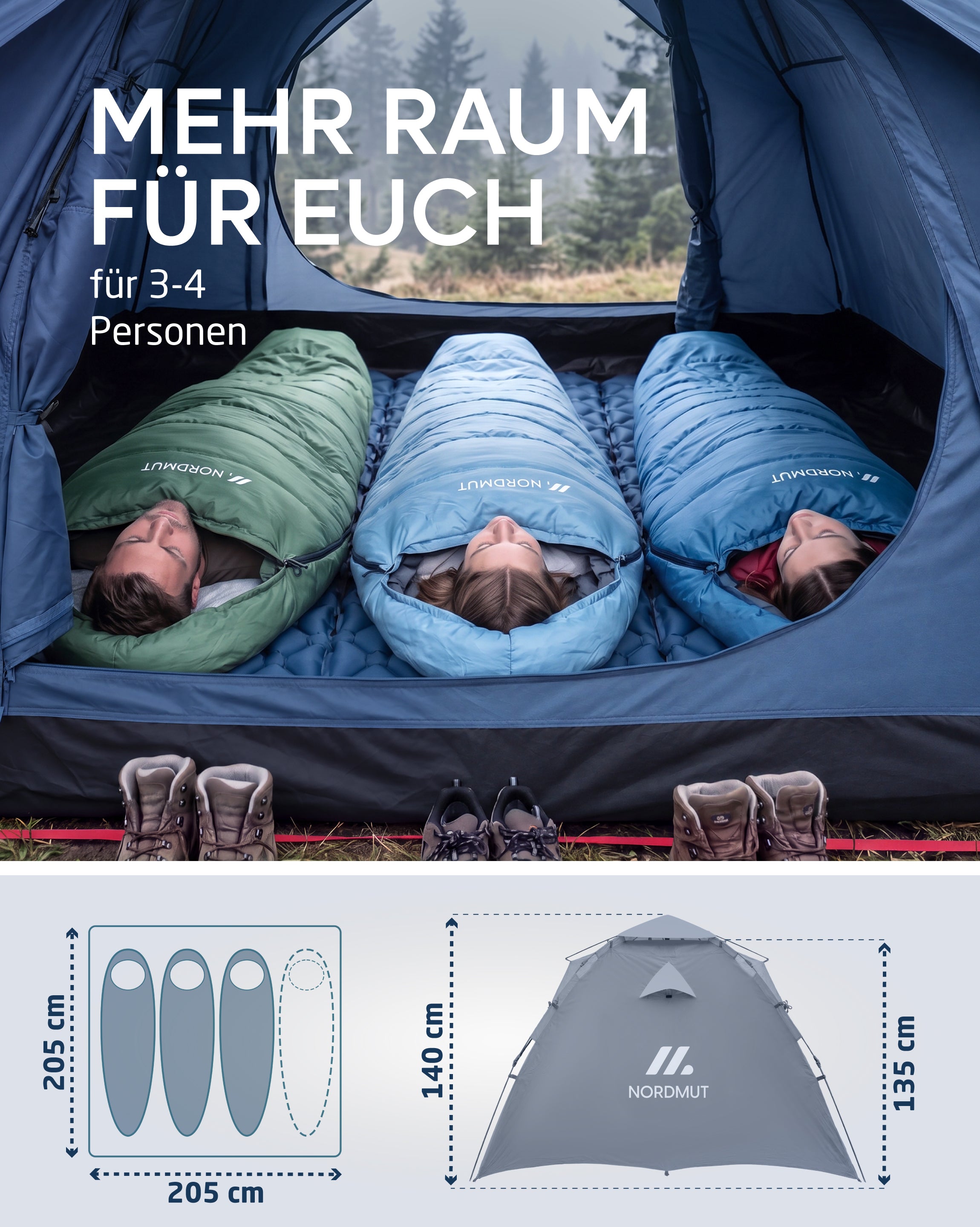 Nordmut Tikaa Wurfzelt tenda pop-up blu
