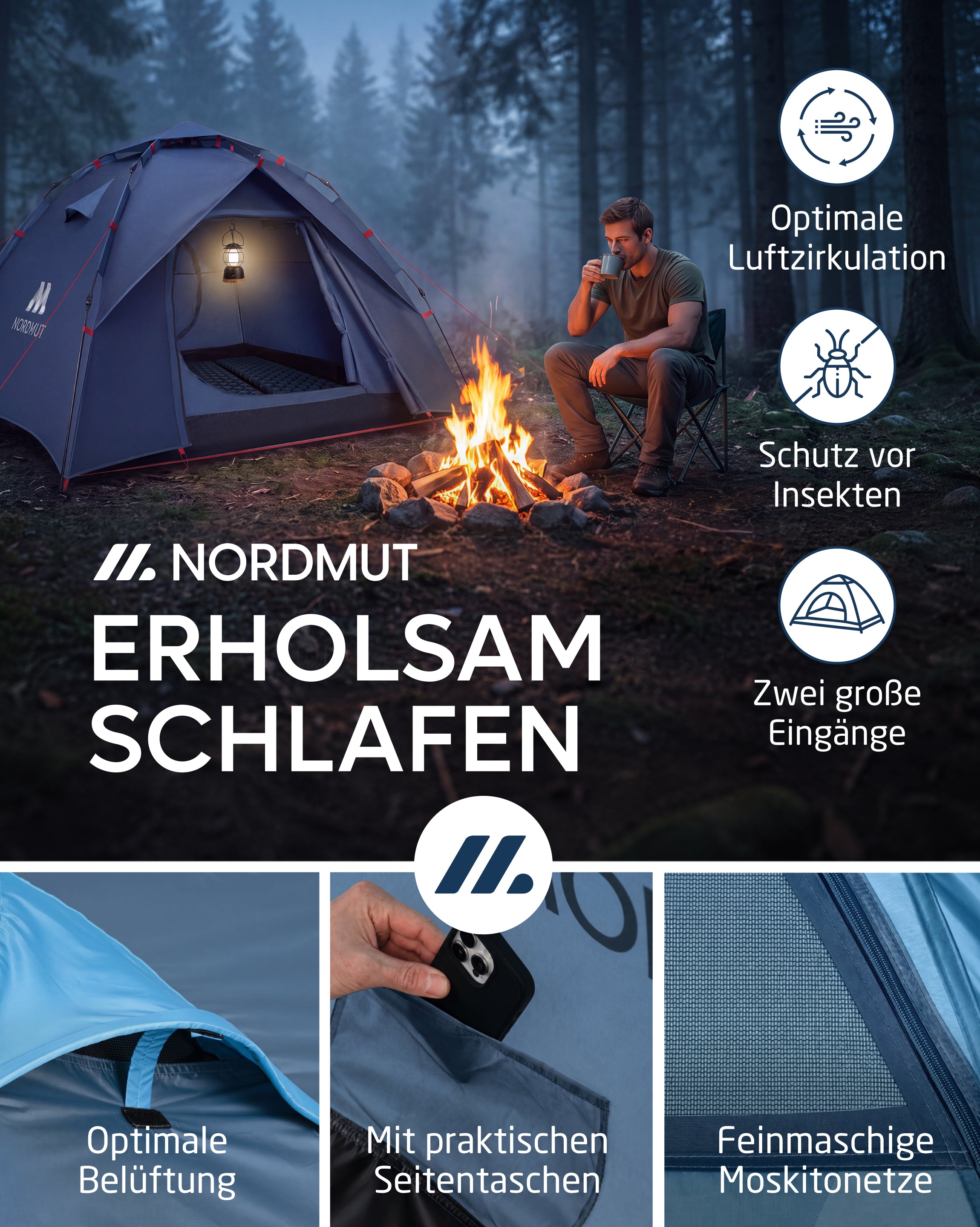 Nordmut Tikaa Wurfzelt tenda pop-up blu