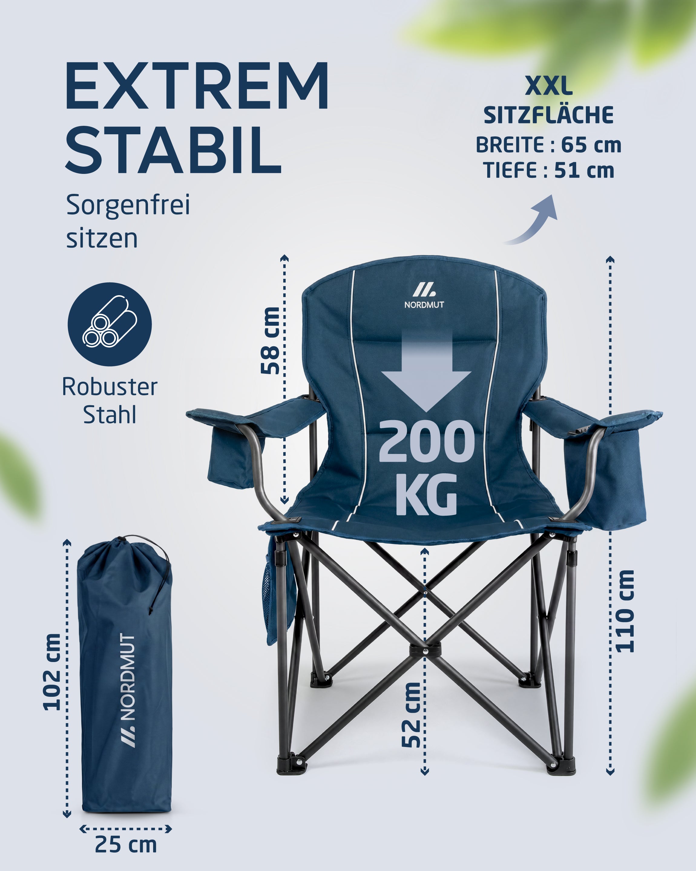 Nordmut Aavas Sedia da Campeggio XXL Nero 1 Pezzo