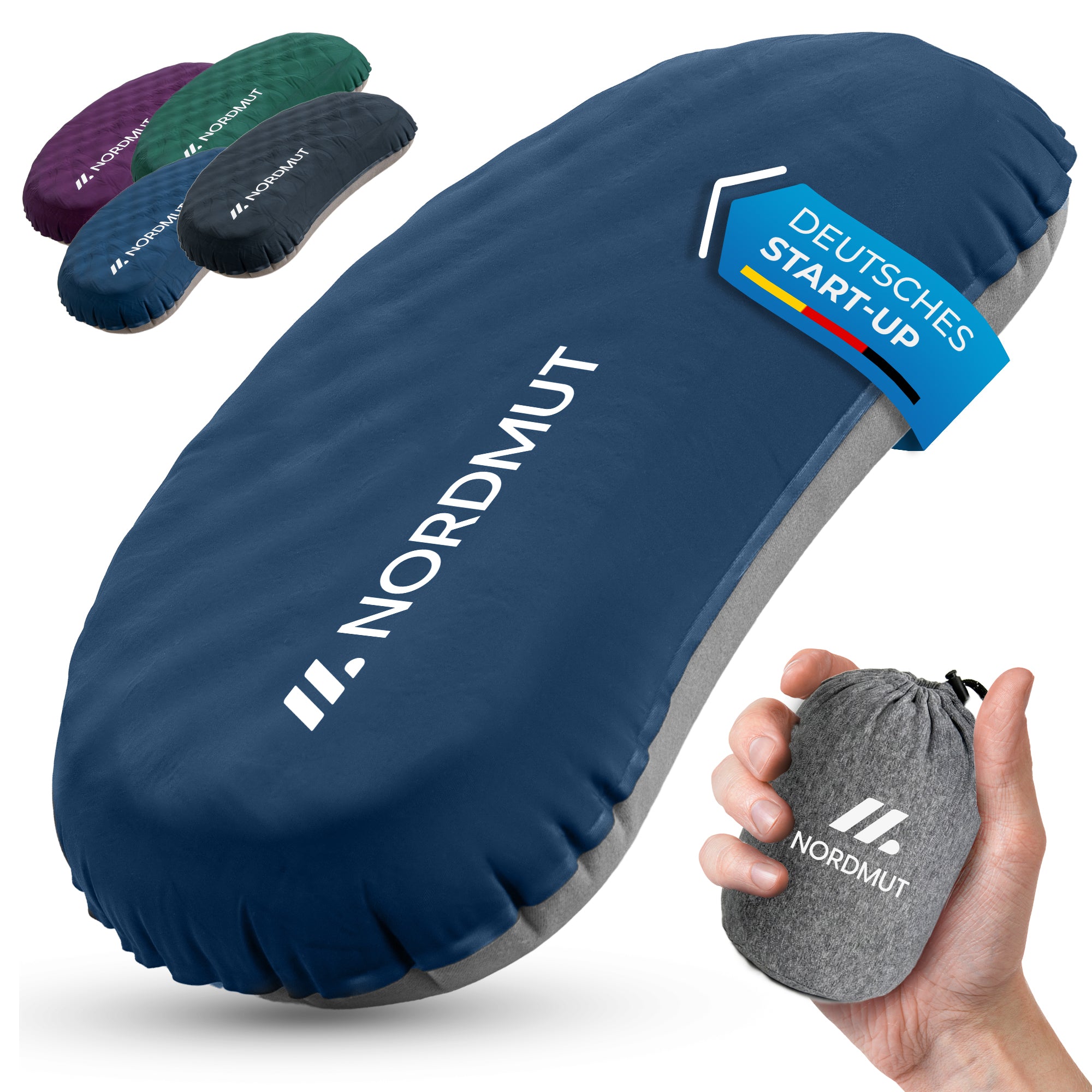 Nordmut Rago Cuscino Campeggio Nero Gonfiabile Leggero