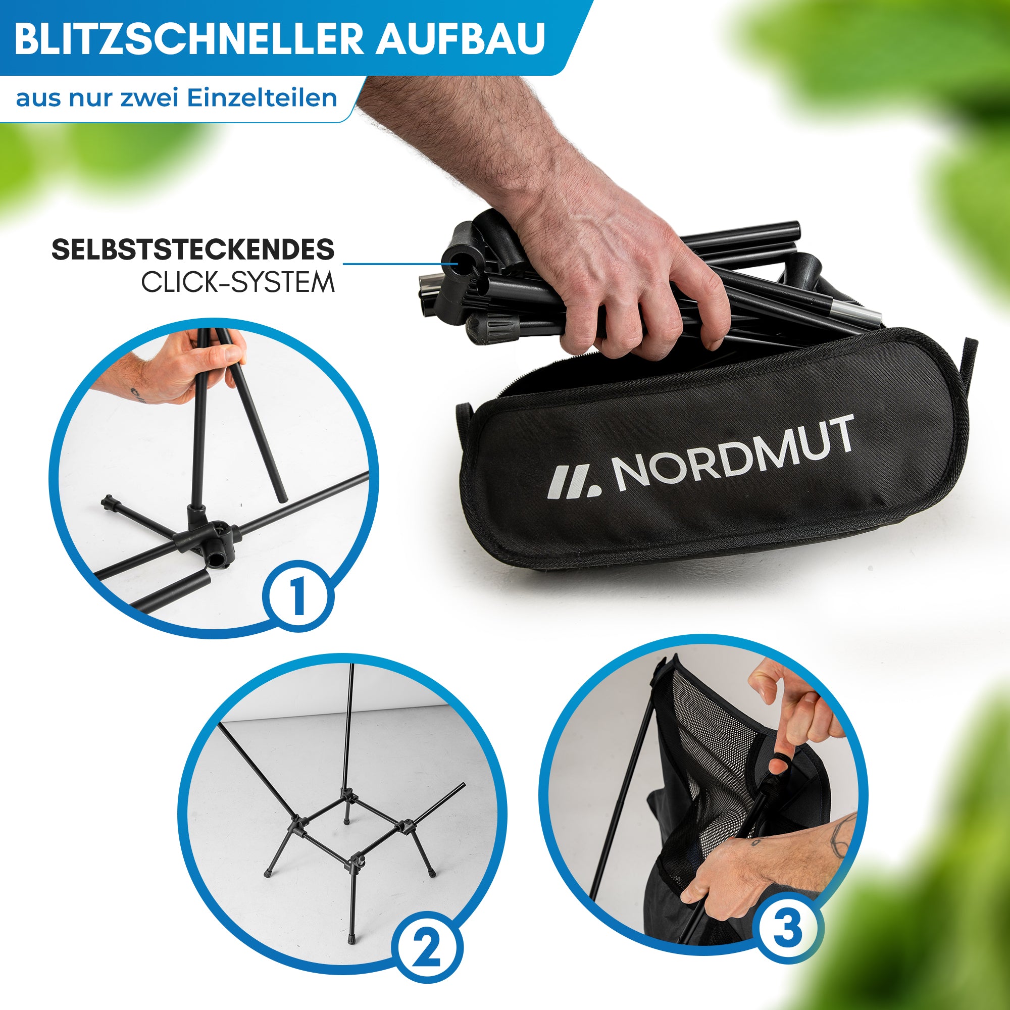 Nordmut Allakas sedia campeggio ultraleggera nero 1 pezzo