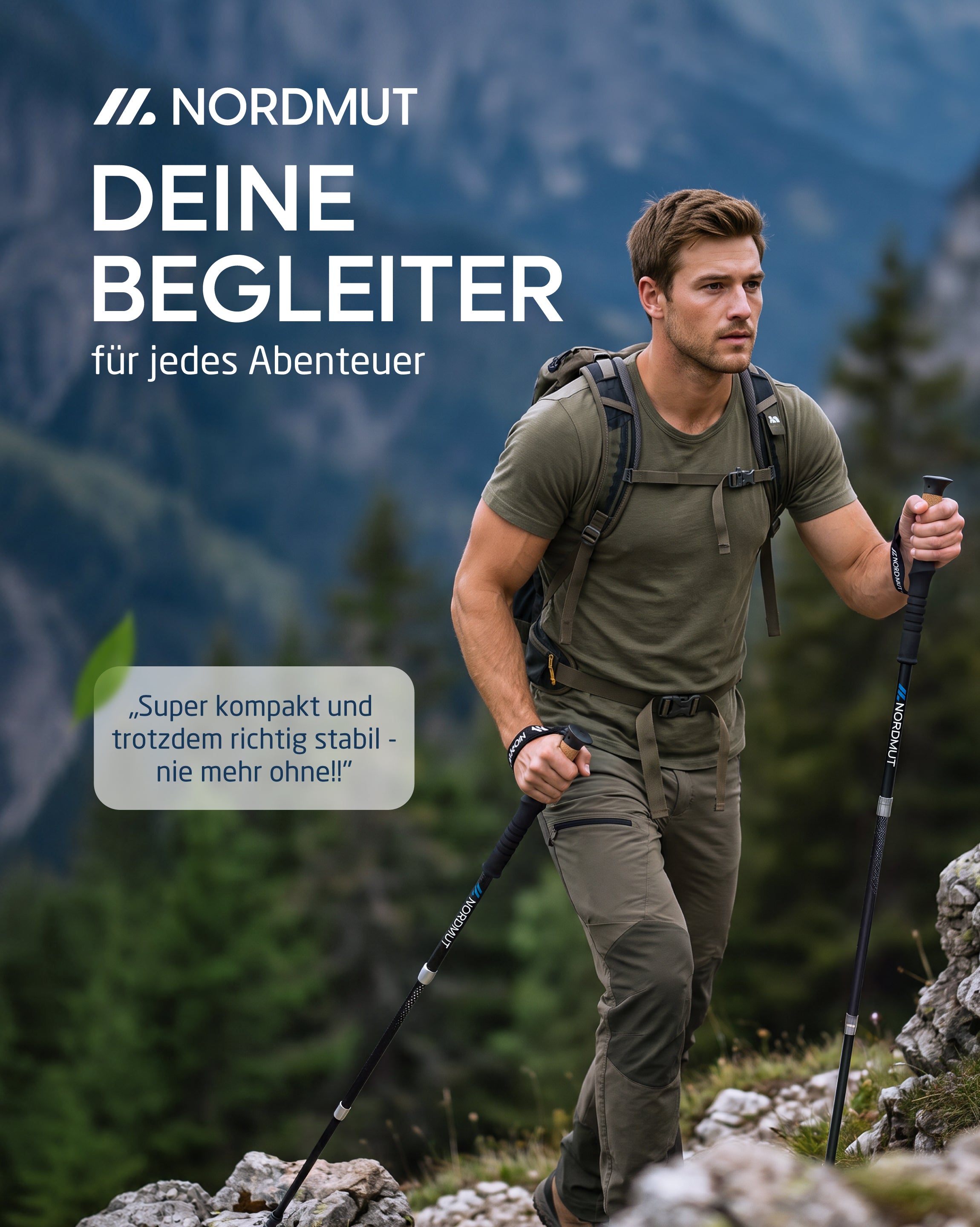 Nordmut Akka Bastoncini Trekking Alu 115-135 Pieghevoli