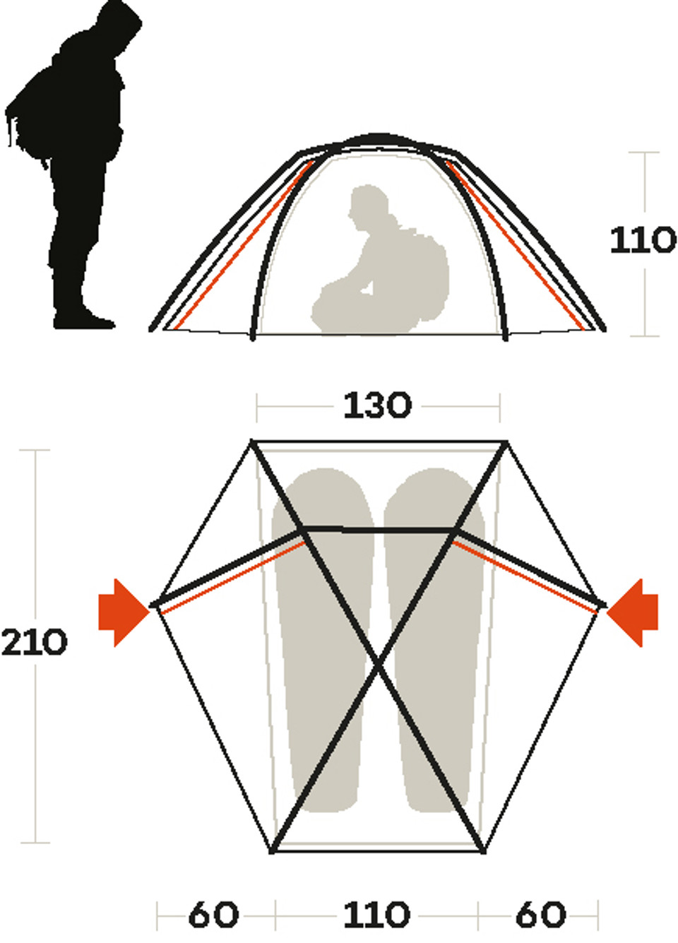 Ferrino Force 2 FR tenda 2 posti grigia impermeabile