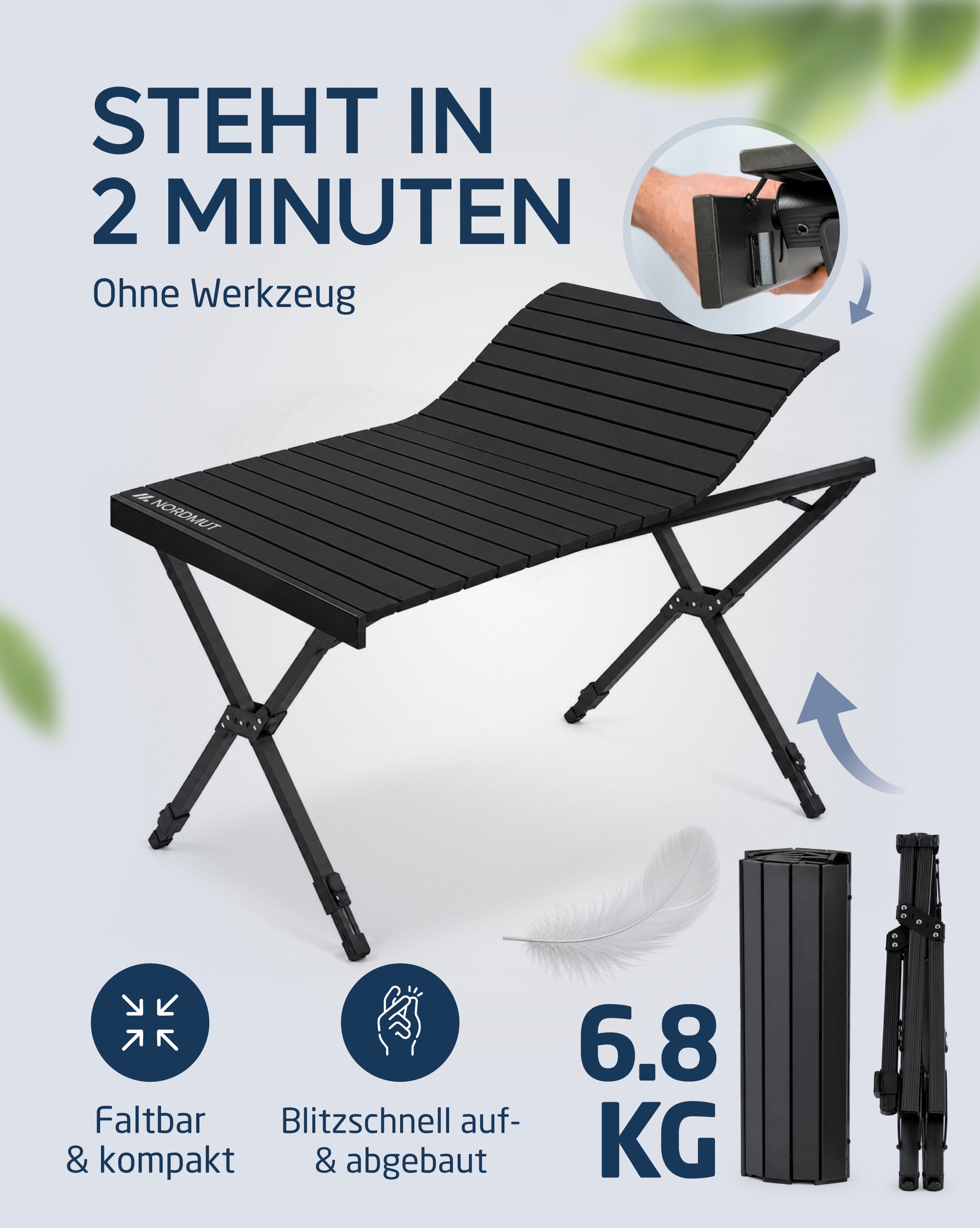 Nordmut Talkku Tavolo Campeggio Antracite 110x70 pieghevole