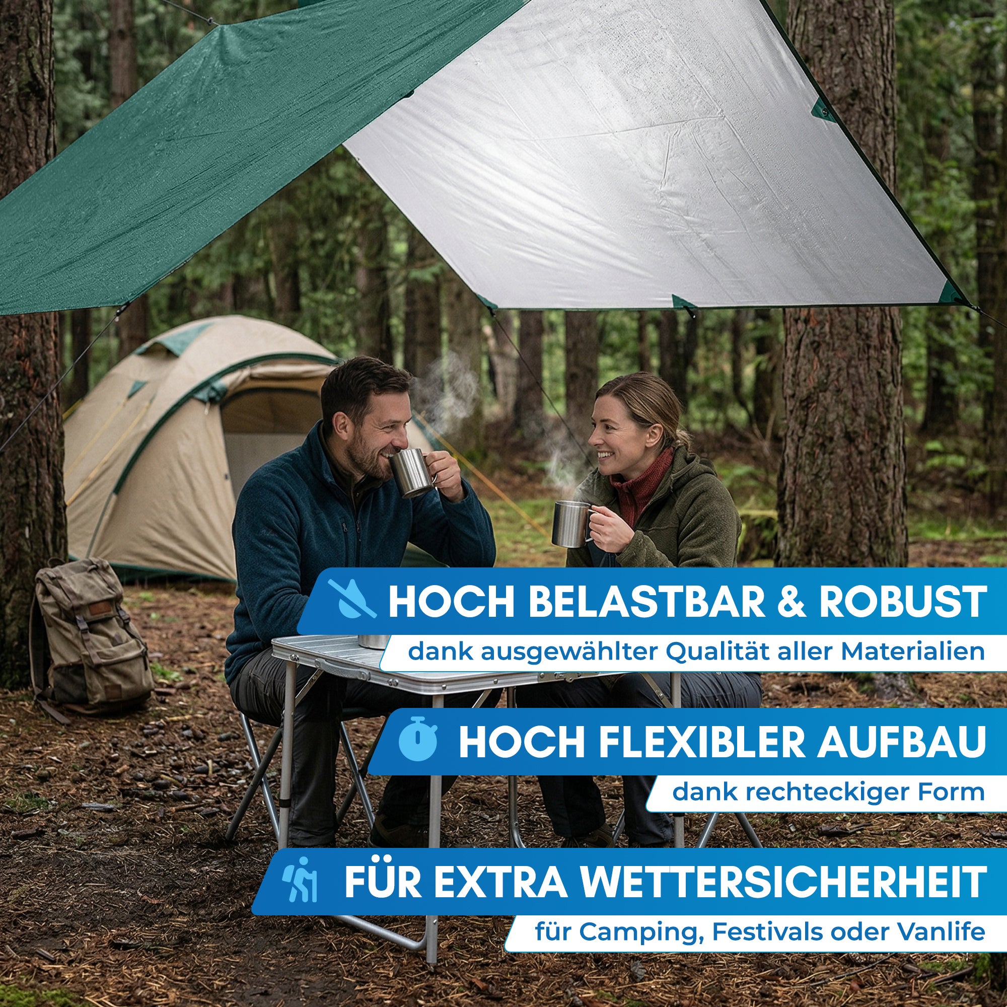 Nordmut Tamok Tarp Telo Verde 300x300 cm campeggio tenda