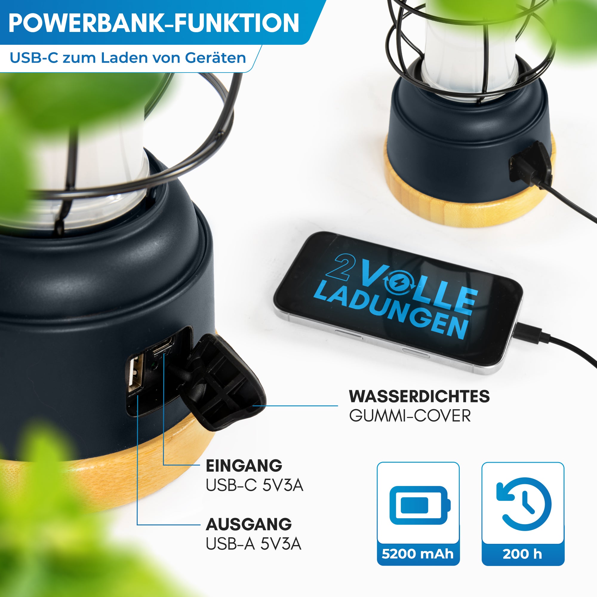 Nordmut Esja lampada campeggio nera led