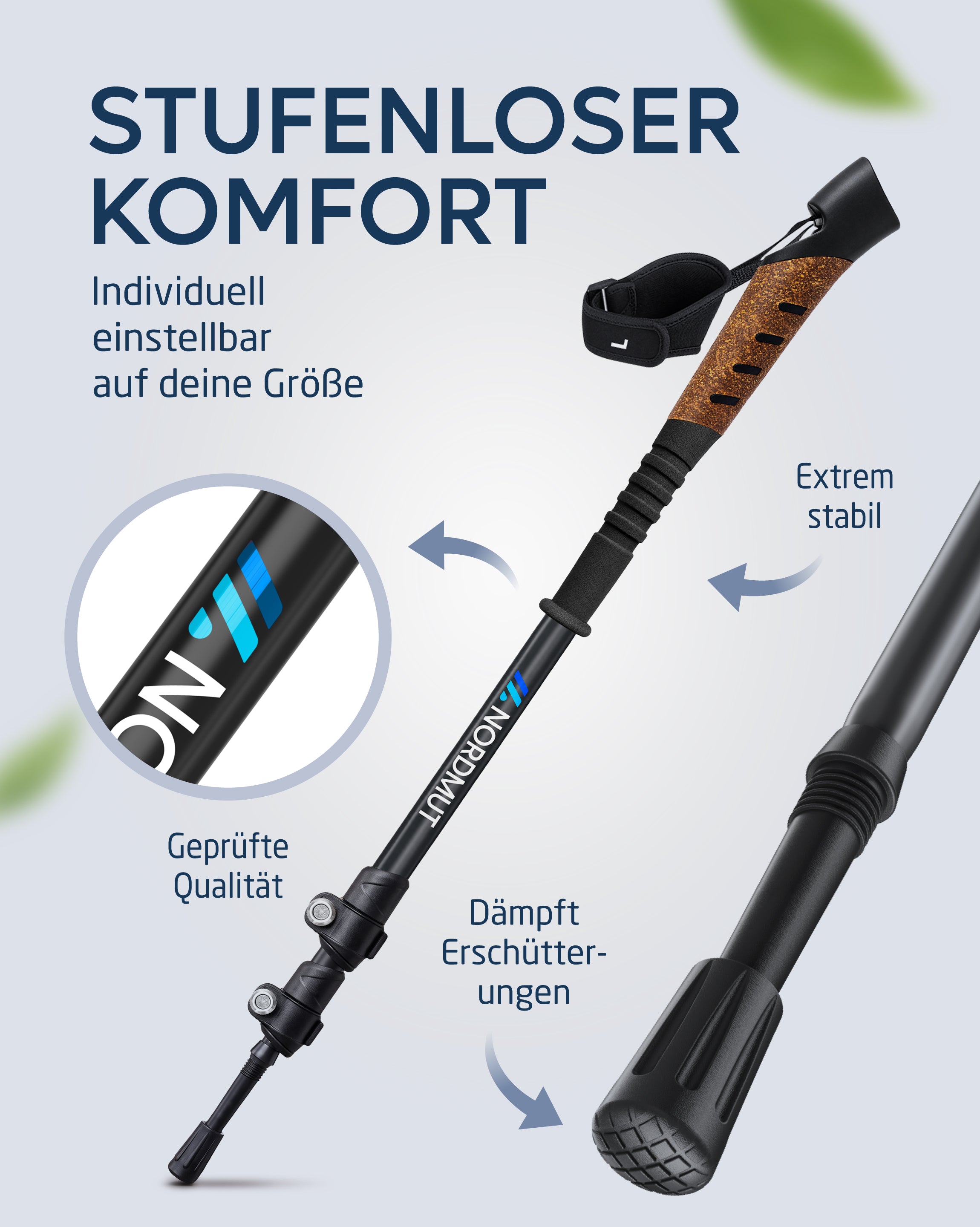 Nordmut Memu bastoncini trekking telescopici alluminio