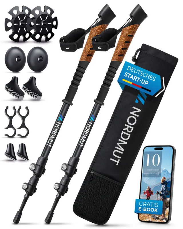 Nordmut Memu bastoncini trekking telescopici alluminio
